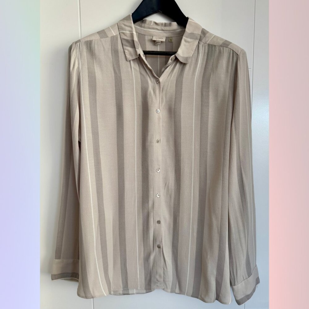 Charli Gray Striped Long Sleeve Blouse – US 10